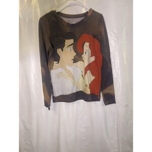 Disney Sweatshirt Women's Small Brown Little Mermaid Movie Graphic Long Sleeve